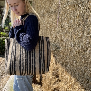 Jute recycled cotton beach or shopping everyday Bags with stripe design